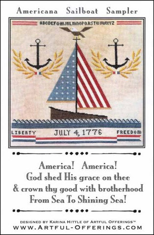 Americana Sailboat Sampler by Artful Offerings Counted Cross Stitch Pattern