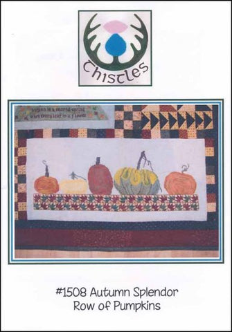 Autumn Splendor: Row Of Pumpkin by Thistles Counted Cross Stitch Pattern