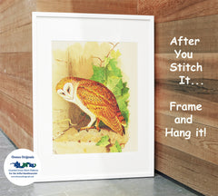 Snowy Heron Bird Illustration by John James Audubon Counted Cross Stitch Pattern