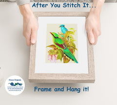 Snowy Heron Bird Illustration by John James Audubon Counted Cross Stitch Pattern