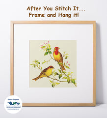 Fire Tailed Sunbirds by Naturalist John Gould Birds Counted Cross Stitch Pattern