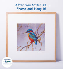 White Breast Hummingbird by Naturalist John Gould Birds Counted Cross Stitch Pattern