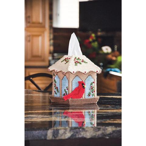 Mary Maxim Plastic Canvas Cardinal Birdhouse Tissue Box Kit 5