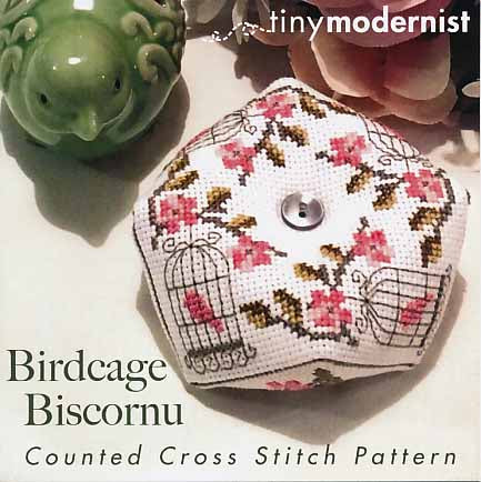 Birdcage Biscornu By The Tiny Modernist Counted Cross Stitch Pattern