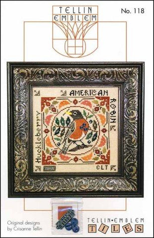 Birdie & Berries: American Robin by Tellin Emblem Counted Cross Stitch Pattern
