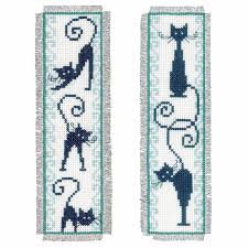 CHEERFUL CATS Vervaco Bookmarks Counted Cross Stitch Kit 2.5