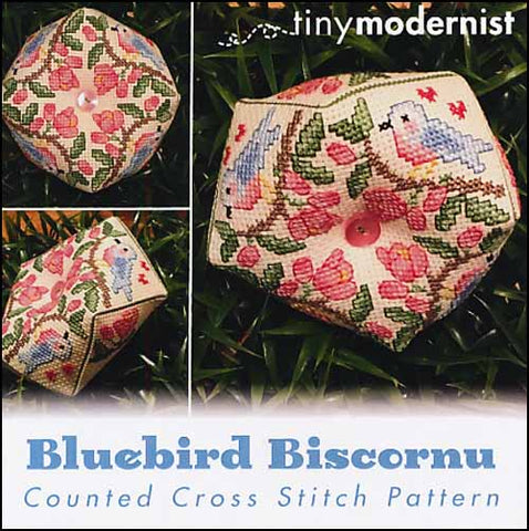 Bluebird Biscornu By The Tiny Modernist Counted Cross Stitch Pattern