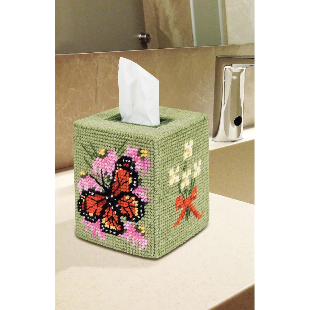Mary Maxim Plastic Canvas Tissue Box Kit 5 Monarch Butterfly (7 Count)