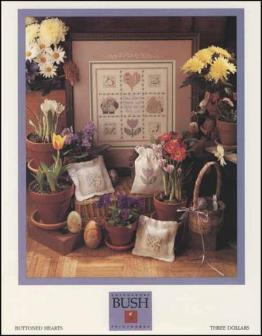 Buttoned Hearts By Shepherd's Bush Printworks Counted Cross Stitch Pattern