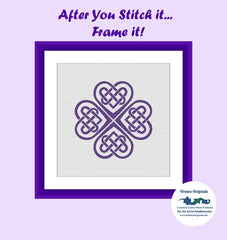 EASY * 2DMC Colors* Celtic Knot Four Heart Counted Cross Stitch Pattern