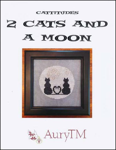 Cattitudes 2 Cats and a Moon By AuryTM Counted Cross Stitch Pattern