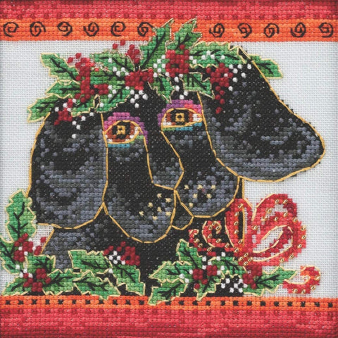 Laurel Burch Christmas Puppy by Mill Hill Counted Cross Stitch Kit