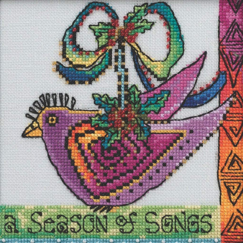Laurel Burch Christmas Purple Dove by Mill Hill Counted Cross Stitch Kit 5.5