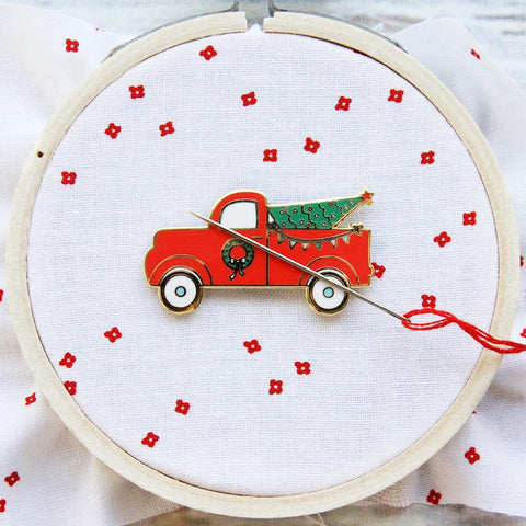 Christmas Vintage Truck Needle Minder by Flamingo Toes