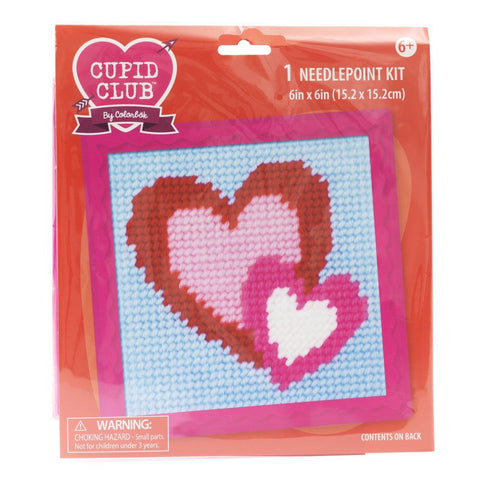 Colorbok Hearts Cupid Needlepoint Kit - Kids Art and Craft Activity