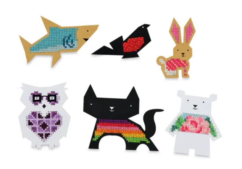 Cross Stitch Style Punched Animal Shapes - Pkg of 6