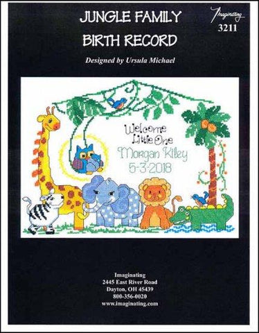 Jungle Family Birth Record by Imaginating Counted Cross Stitch Pattern