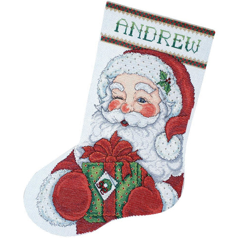 Winking Santa by Design Works Counted Cross Stitch Stocking Kit