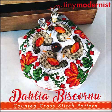Dahlia Biscornu By The Tiny Modernist Counted Cross Stitch Pattern