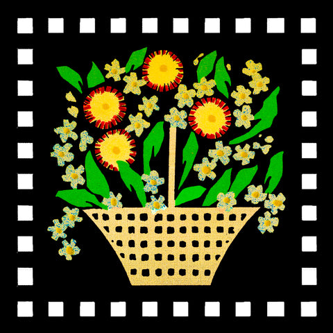 Leopoldine Kolbe Folk Art Basket -Daisy Counted Cross Stitch Pattern