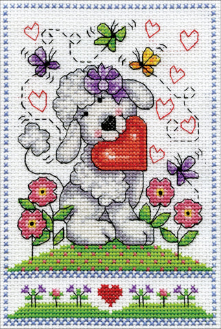Dog with Heart by Design Works Counted Cross Stitch Kit 5x7 inches