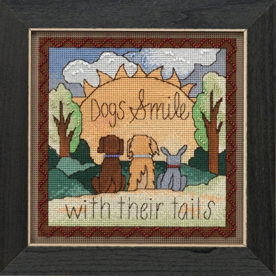 Dogs Smile by Sticks - Beaded Counted Cross Stitch Kit