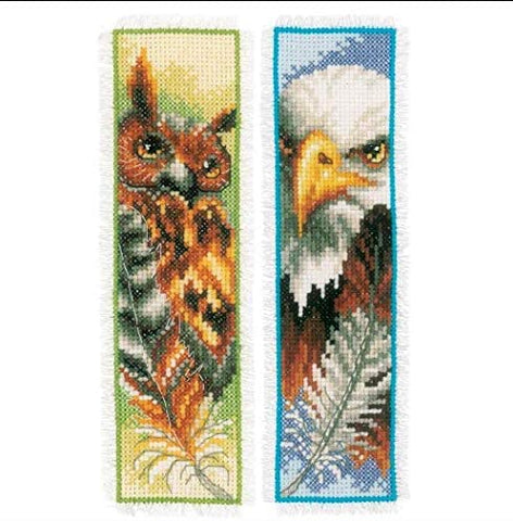 Eagle & Owl Bookmark Set of 2 Bookmarks by Vervaco Counted Cross Stitch Kit 2.5
