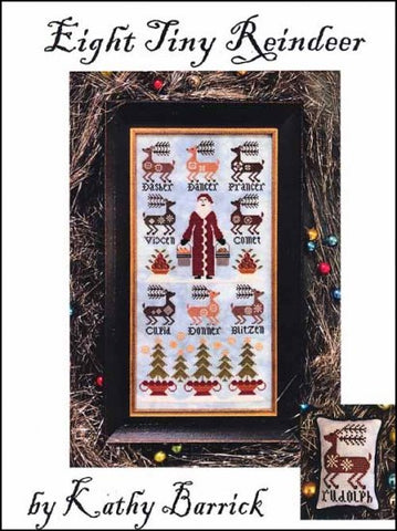 EIGHT TINY REINDEER by Kathy Barrick Counted Cross Stitch Pattern