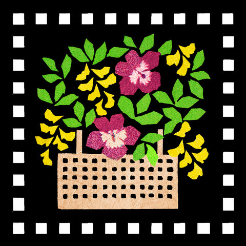 Leopoldine Kolbe Folk Art Basket -Evening Primrose Counted Cross Stitch Pattern