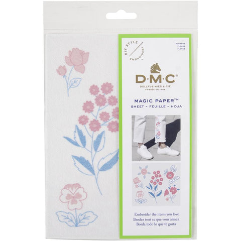 FLOWERS-DMC Magic Paper Pre-Printed EMBROIDERY  Needlework Design Great for a New Stitcher!