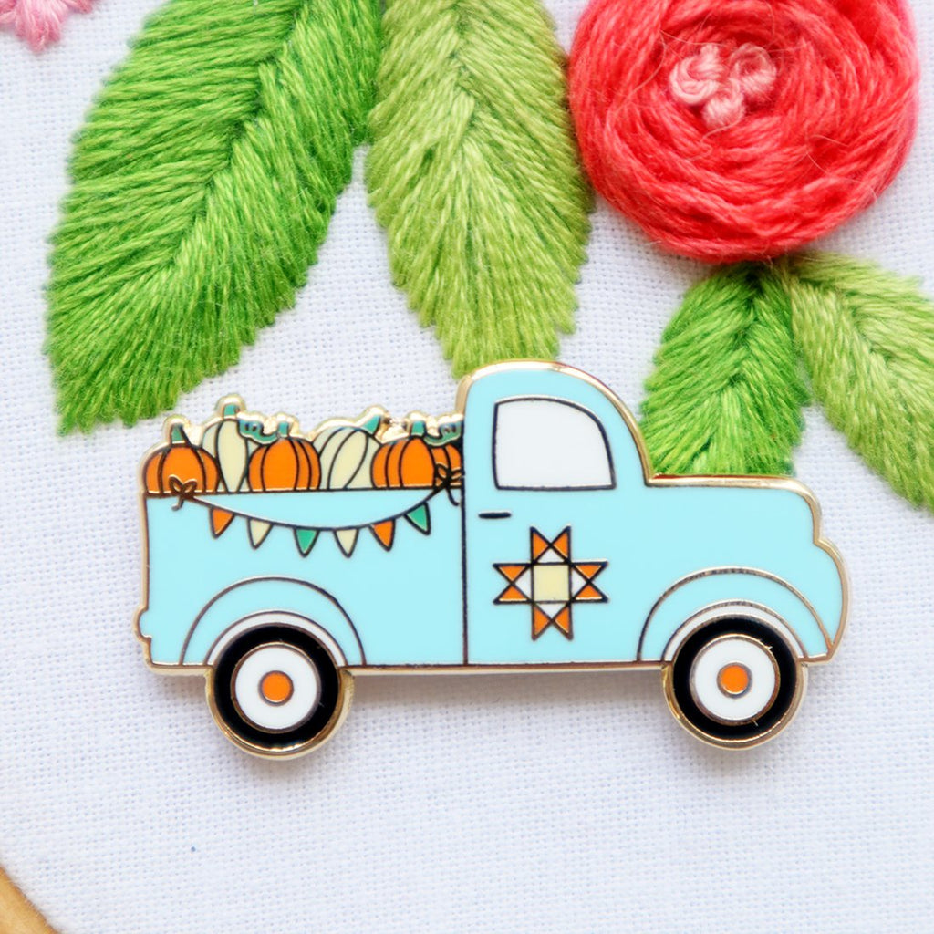 Fall Pumpkin Vintage Truck Needle Minder by Flamingo Toes