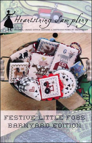 Festive Little Fobs Barnyard Edition by Heartstring Samplery Counted Cross Stitch Pattern