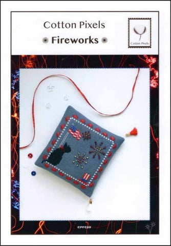 Fireworks Cat by Cotton Pixels Counted Cross Stitch Pattern