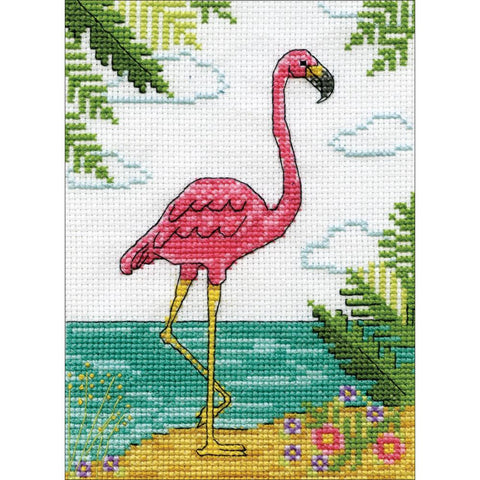Flamingo by Design Works Counted Cross Stitch Kit 5x7 inches