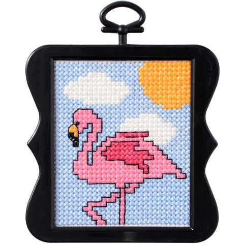 Flamingo Bird (14 Count) Beginning Minis Counted Cross Stitch Kit by Bucilla