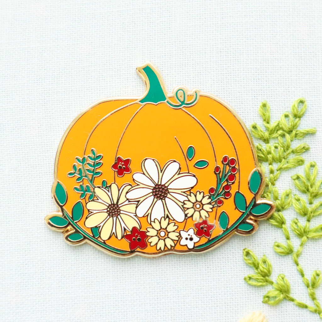 Floral Pumpkin Magnetic Needle Minder by Flamingo Toes