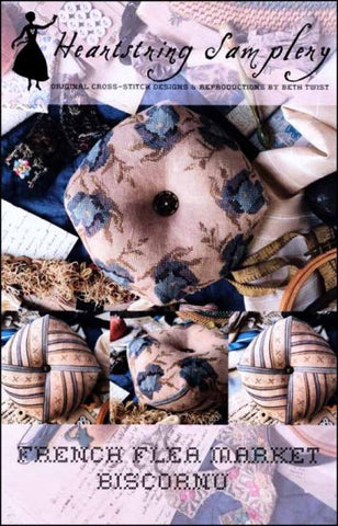 French Flea Market Biscornu by Heartstring Samplery Counted Cross Stitch Pattern