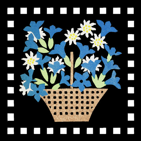 Leopoldine Kolbe Folk Art Basket -Gentian Counted Cross Stitch Pattern