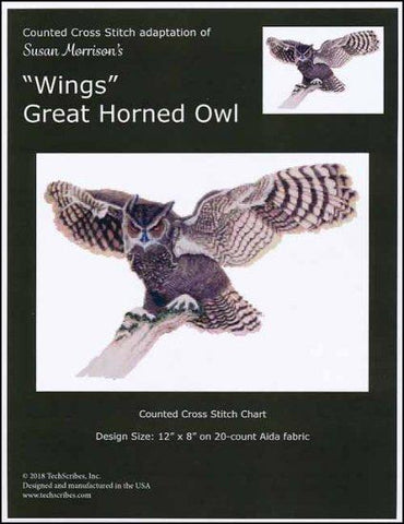 Great Horned Owl Wings by Techscribes Counted Cross Stitch Pattern