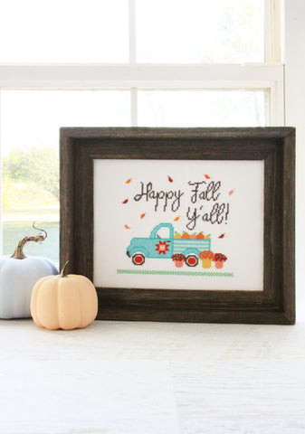 Happy Fall Y'all Paper Counted Cross Stitch Pattern by Flamingo Toes