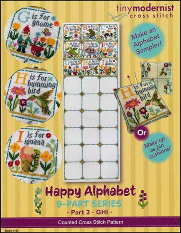Happy Alphabet Part 3: GHI By The Tiny Modernist Counted Cross Stitch Pattern