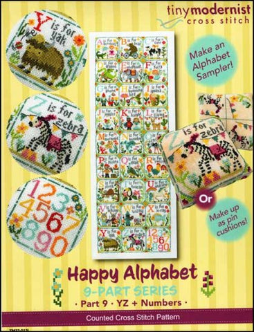 Happy Alphabet Part 9: YZ and NUMBERS By The Tiny Modernist Counted Cross Stitch Pattern