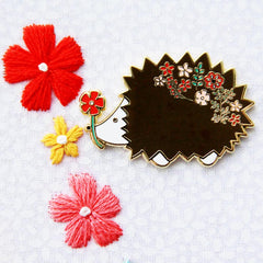 Floral Hedgehog Needle Minder by Flamingo Toes