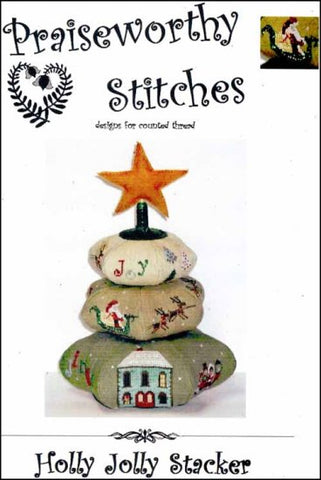 Holly Jolly Stacker by Praiseworthy Stitches Counted Cross Stitch Pattern