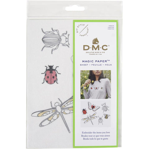INSECTS-DMC Magic Paper Pre-Printed EMBROIDERY Needlework Design Great for a New Stitcher!