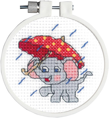 Rainy Day Elephant Janlynn/Kid Stitch Mini Counted Cross Stitch Kit 3