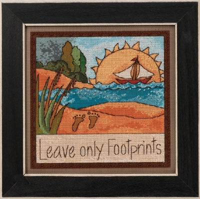 Leave Only Footprints by Sticks - Beaded Counted Cross Stitch Kit