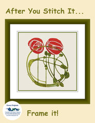 Charles Rennie Mackintosh's 2 Red Roses Flowers Counted Cross Stitch Pattern