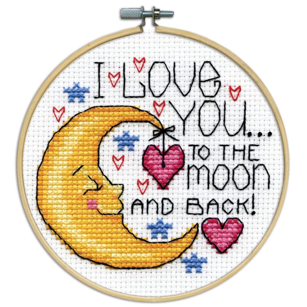 Love You To The Moon Sampler with Hoop Frame by Design Works