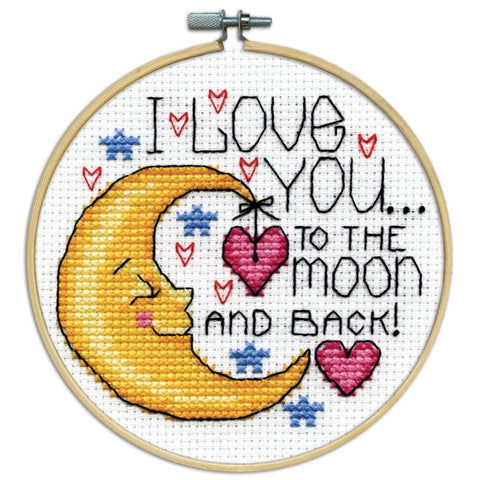 Love You To The Moon Sampler with Hoop Frame by Design Works Counted Cross Stitch Kit 2